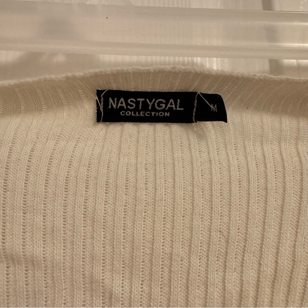Nasty Gal Cream Ribbed Sweater